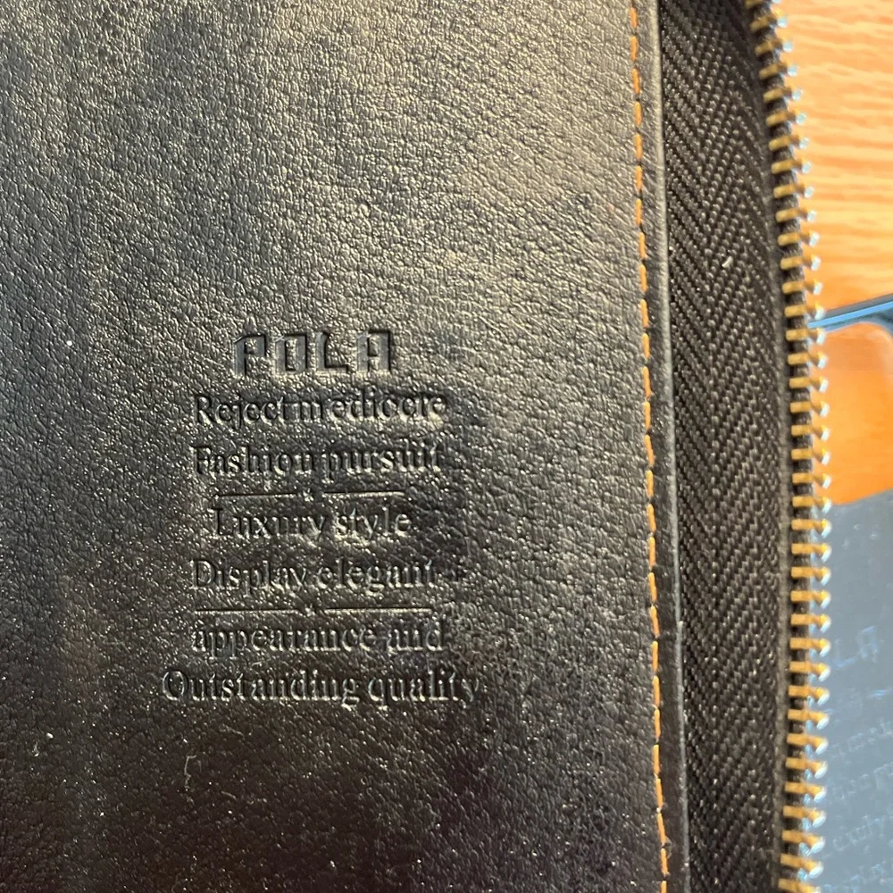 POL Black Leather Wristlet Phone Case with Zip and Snap
